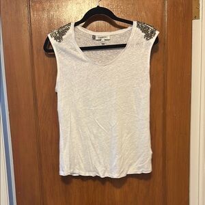 Embellished White Sleeveless Top